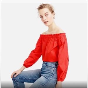 New J. Crew Orange Off Shoulder Blouse SZ 0